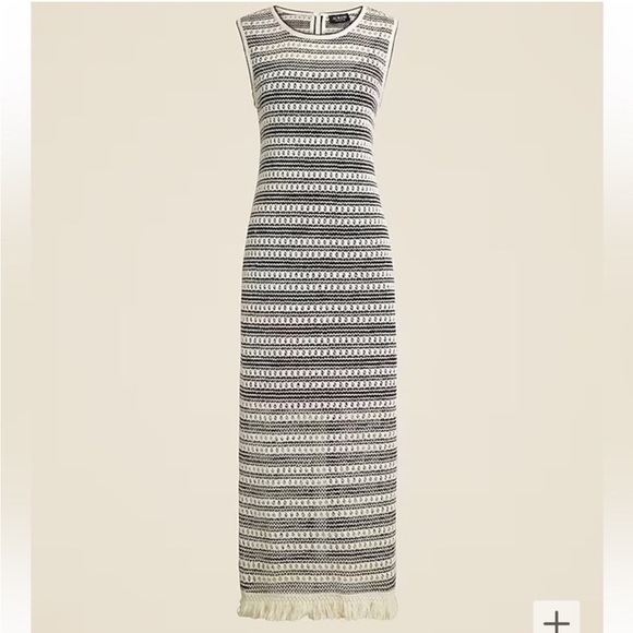 J. Crew Dresses & Skirts - J. Crew Black and Cream Striped Crochet Midi Dress - XXS